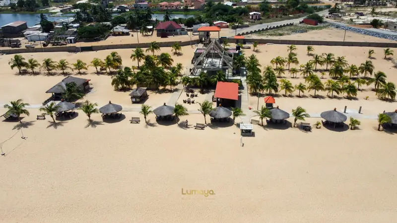 The coast from above, early in the day